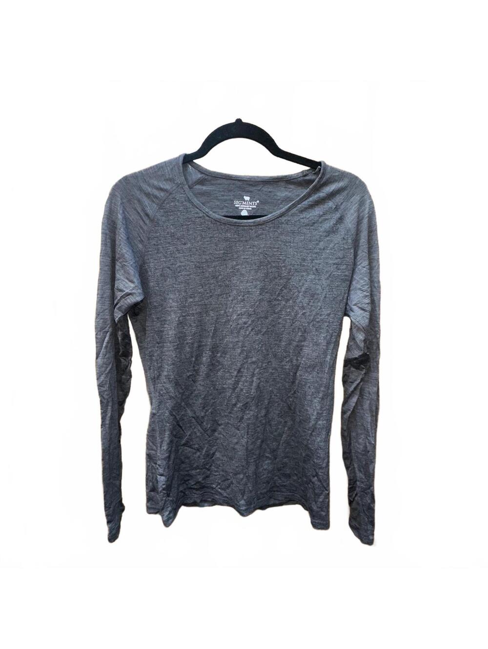 Segments 100% Merino Wool Long Sleeve Shirt Size L Gray Crew Neck